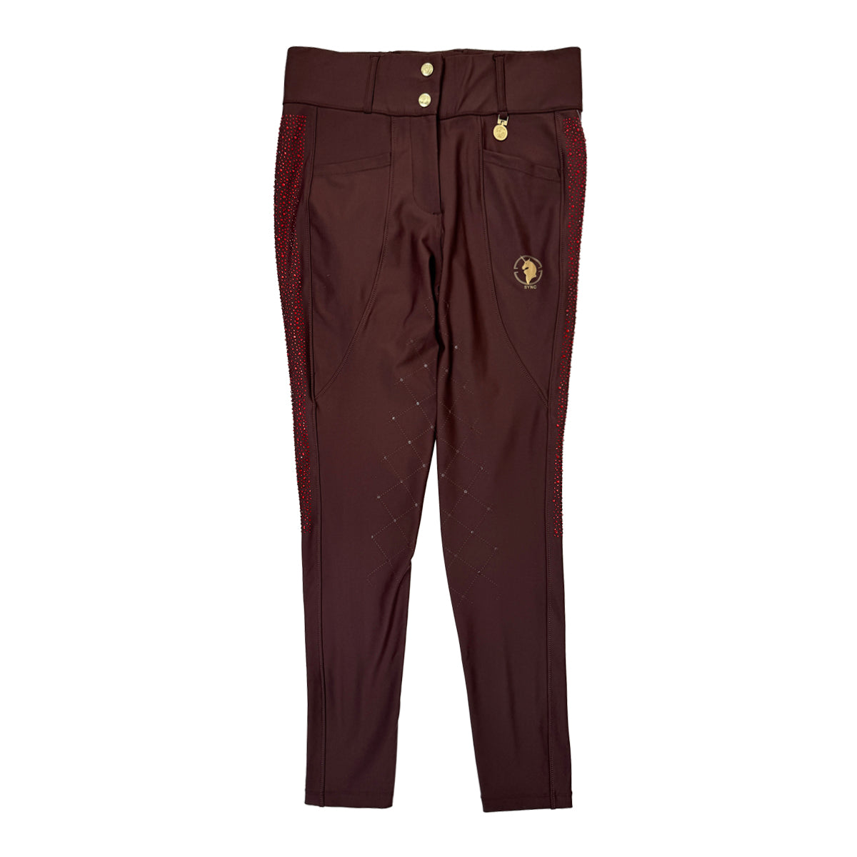 Sync Equestrian Dragon Rhinestone Breeches in Wine