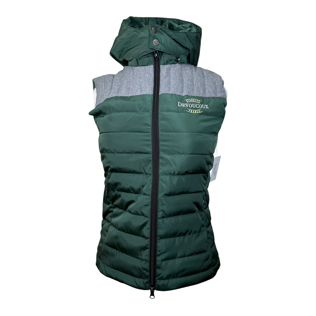 Devoucoux Padded Puffer Vest in Green/Grey