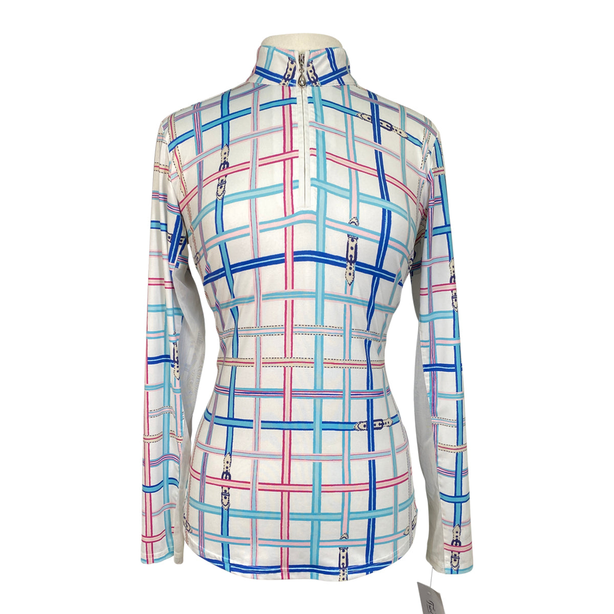 San Soleil Printed Sunshirt UV 50 in White/Multi Color Belt