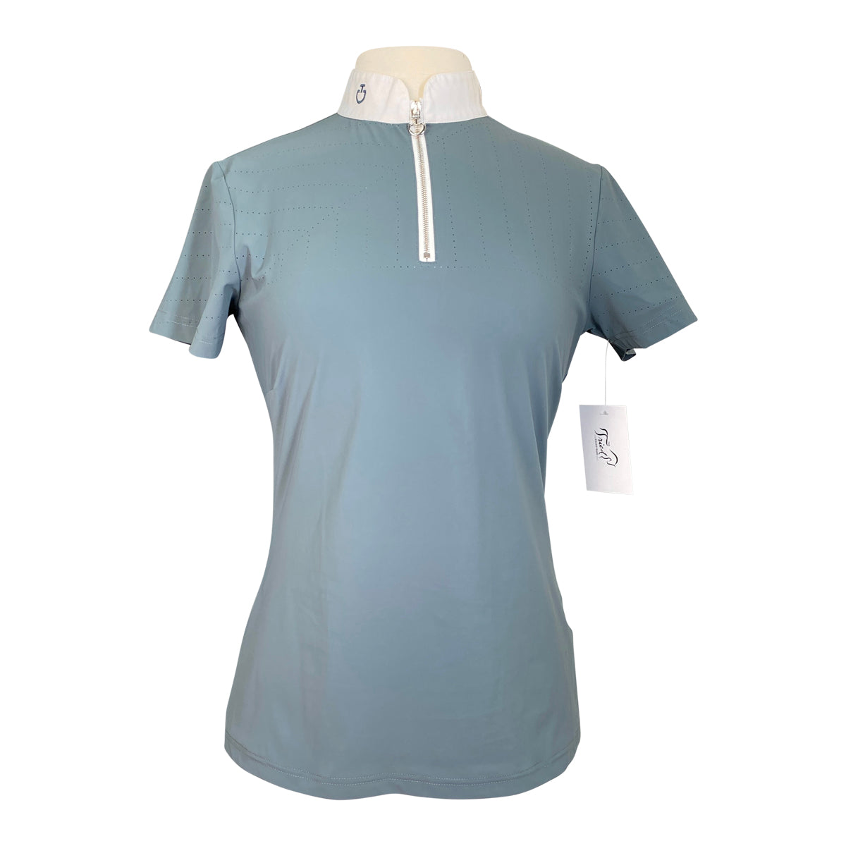 Cavalleria Toscana Laser Perforated Polo in Stone Blue