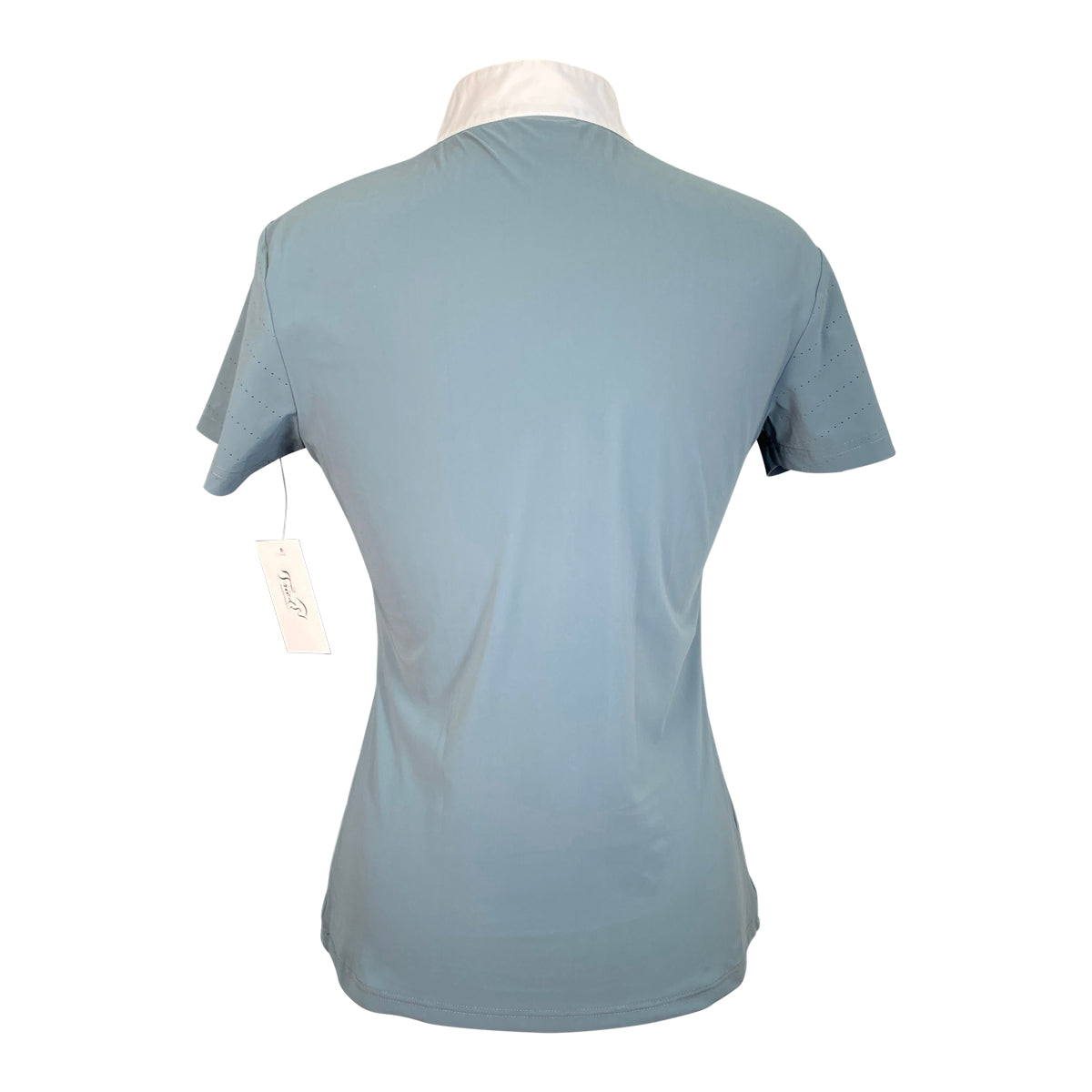 Cavalleria Toscana Laser Perforated Polo in Stone Blue