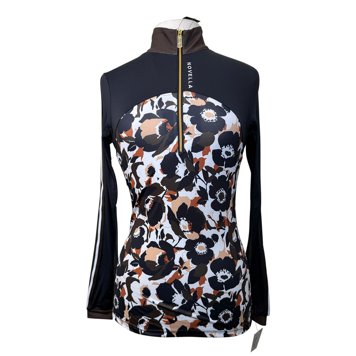 Novella Equestrian 'The Madison' LS Shirt in Chocolate/Black Floral