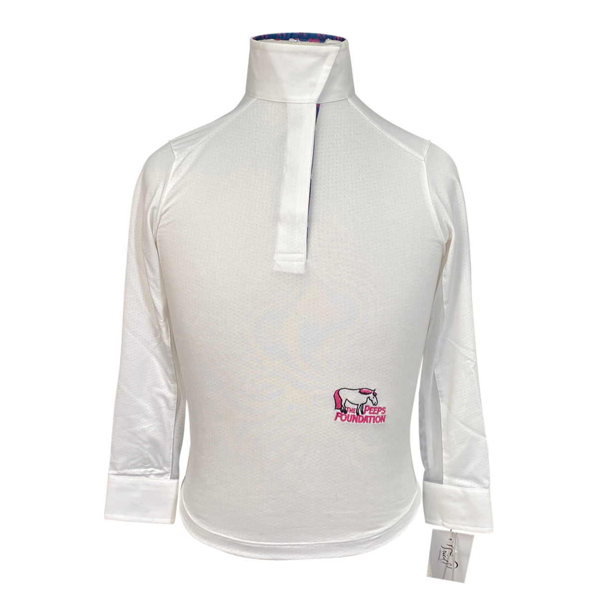 Essex Classics Talent Yarn 'Peeps Foundation' Show Shirt in White/ Pink Ponies