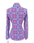 IBKUL Long Sleeve Sun Shirt in Pink/White/Blue