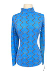 Ibkul Long Sleeve Zip Mock Neck in Belmont Blue