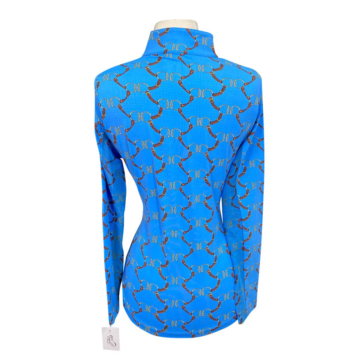 Ibkul Long Sleeve Zip Mock Neck in Belmont Blue