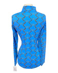 Ibkul Long Sleeve Zip Mock Neck in Belmont Blue