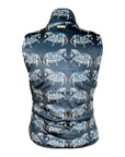 Ronner Velvet Puff Vest in Navy/Horses