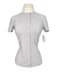 Cavalleria Toscana Stripe Perforated Show Shirt in Grey/White