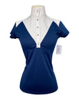 CRINIĒRE 'Margot' Short Sleeve Show Shirt in Navy/White - Women's XS