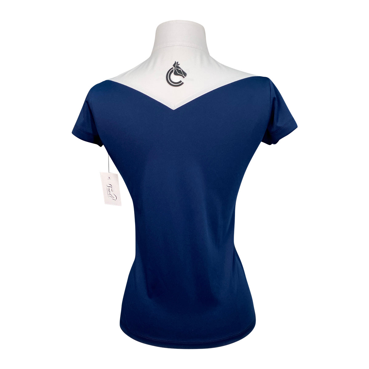 CRINIĒRE 'Margot' Short Sleeve Show Shirt in Navy/White - Women's XS