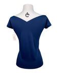 CRINIĒRE 'Margot' Short Sleeve Show Shirt in Navy/White - Women's XS