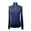 Kastel Long Sleeve Shirred Shoulder Shirt in Navy
