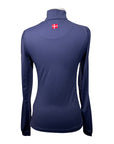 Kastel Long Sleeve Shirred Shoulder Shirt in Navy