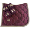 Equestrian Stockholm Dressage Pad & Polo Wrap Set in Merlot Gold 