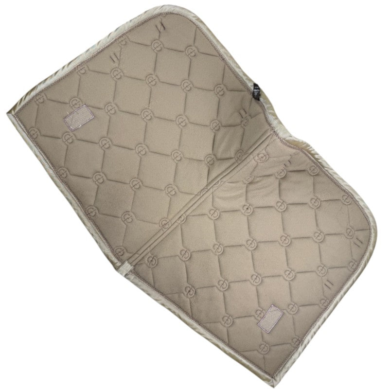 Equestrian Stockholm Dressage Pad &amp; Polo Wrap Set in Merlot Gold 
