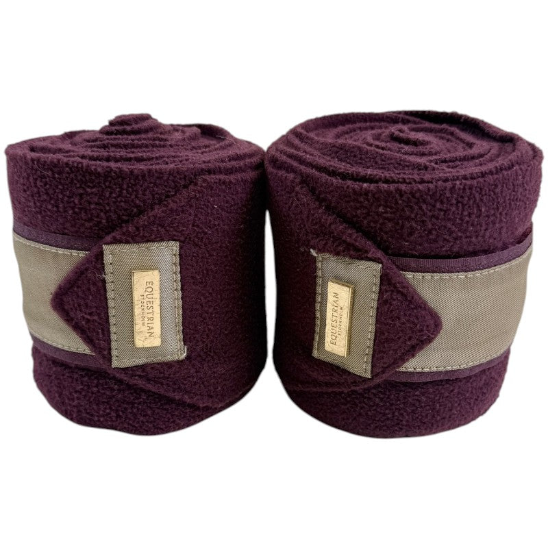Equestrian Stockholm Dressage Pad &amp; Polo Wrap Set in Merlot Gold 