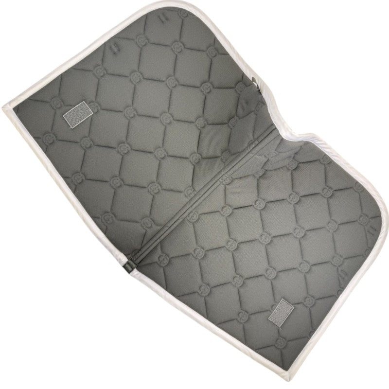 Equestrian Stockholm Dressage Pad &amp; Polo Wrap Set in Silver Cloud