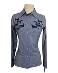 Espoir L/S Button Running Horses in Blue/White Stripes