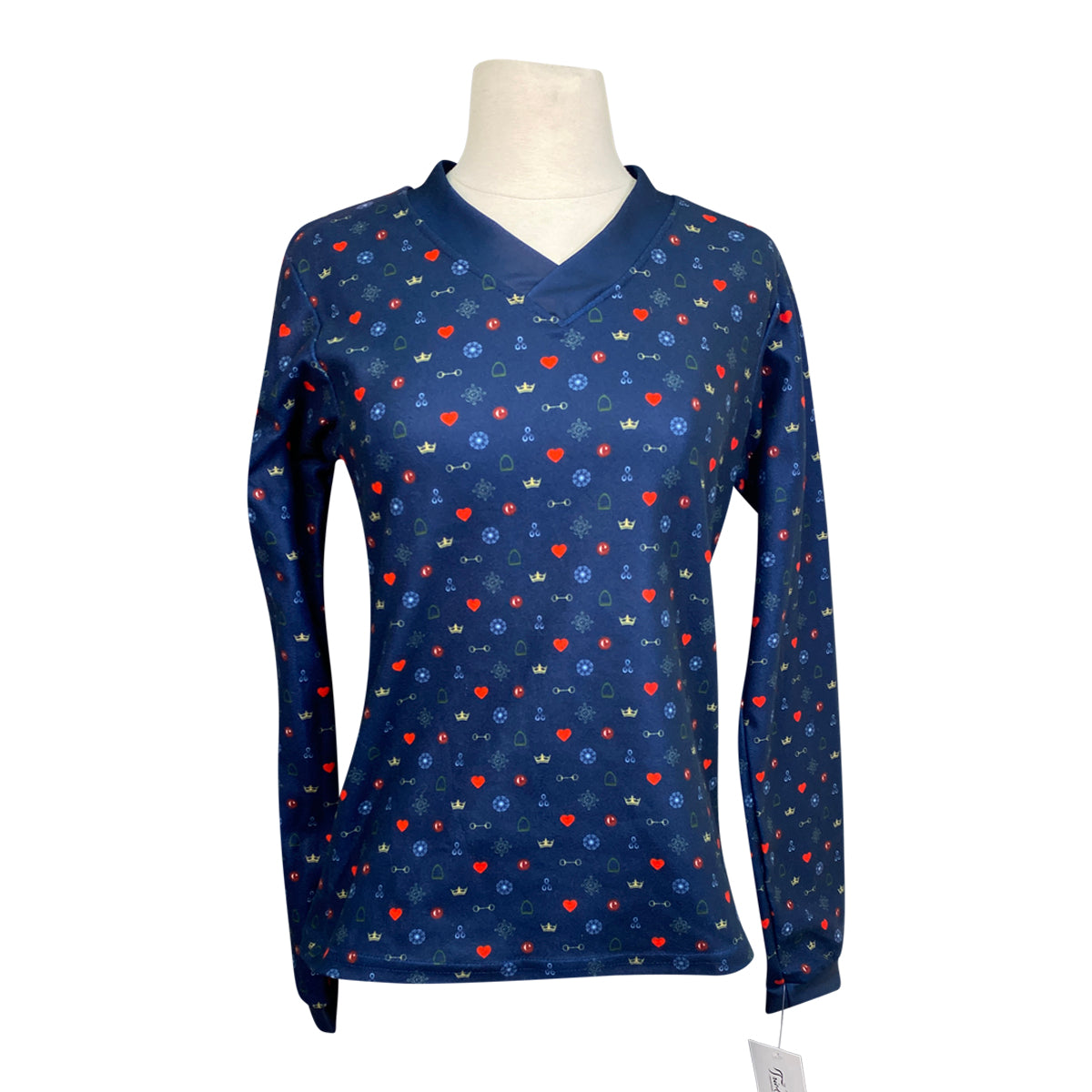 Espoir V-Neck Sweater in Navy/Tack Print