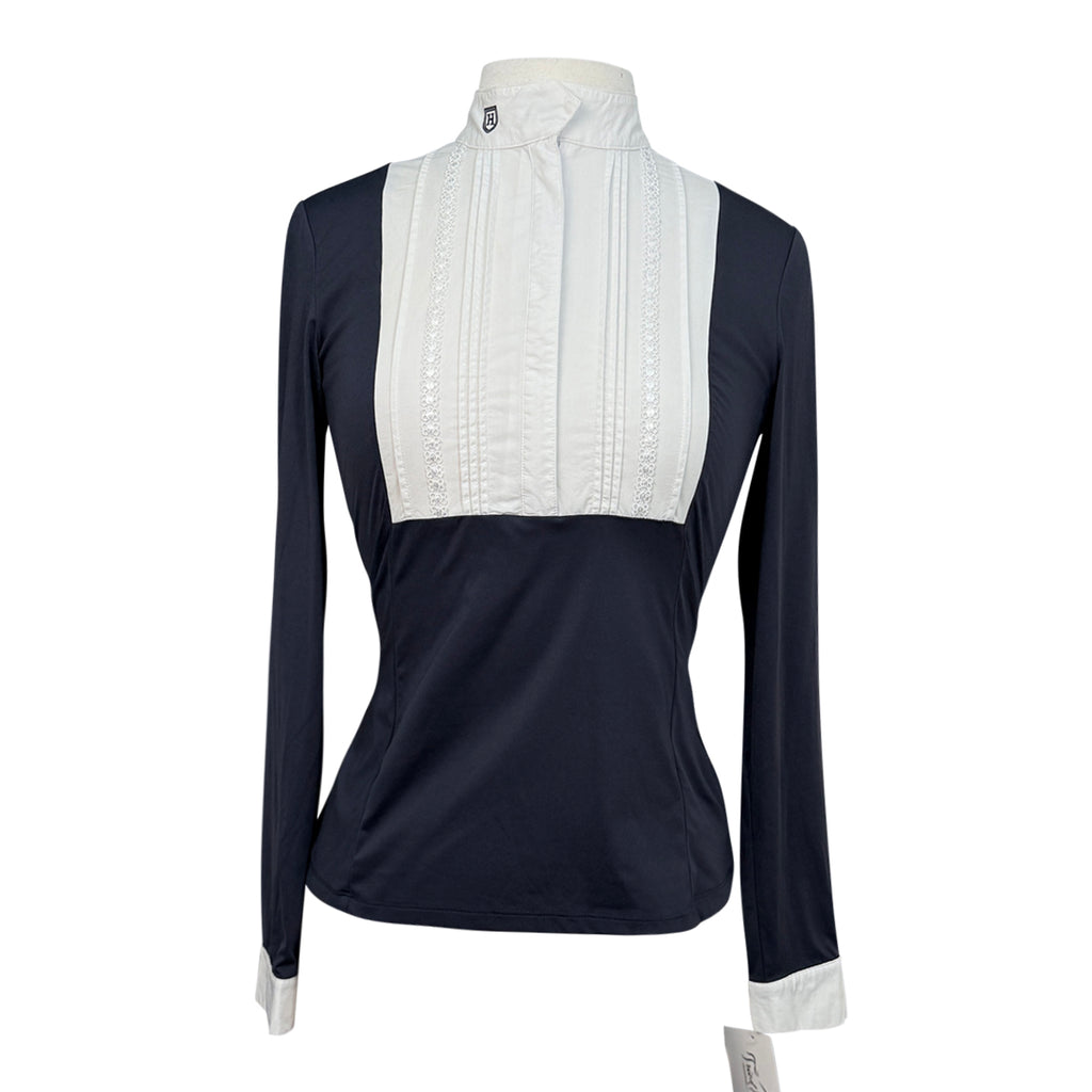 Harrison Howard Pleated Show Shirt in Navy/White