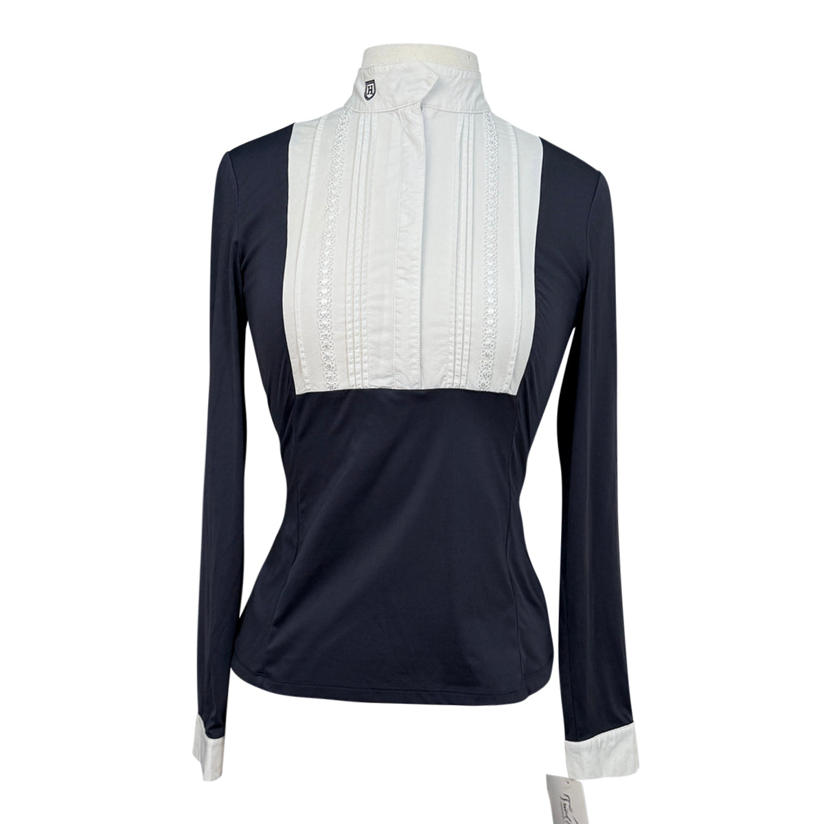 Harrison Howard Pleated Show Shirt in Navy/White