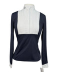Harrison Howard Pleated Show Shirt in Navy/White