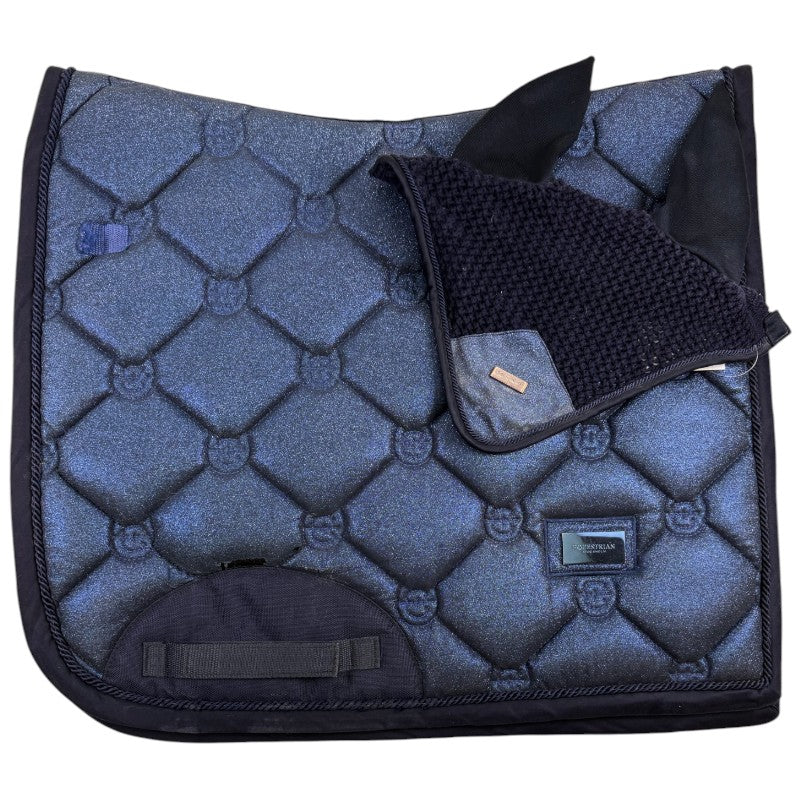 Equestrian Stockholm Dressage Pad &amp; Bonnet Set in Navy Glimmer