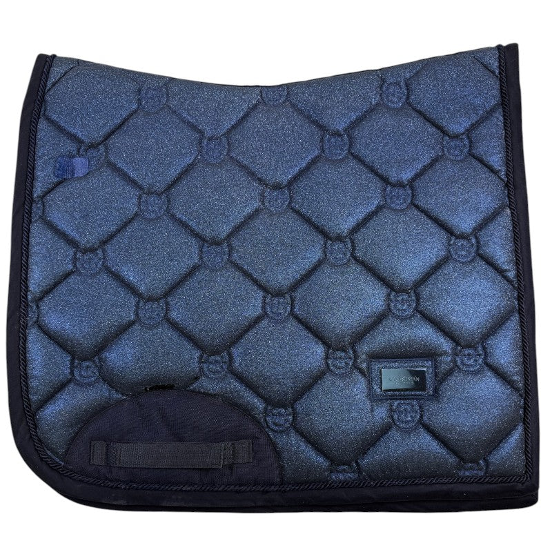 Equestrian Stockholm Dressage Pad &amp; Bonnet Set in Navy Glimmer