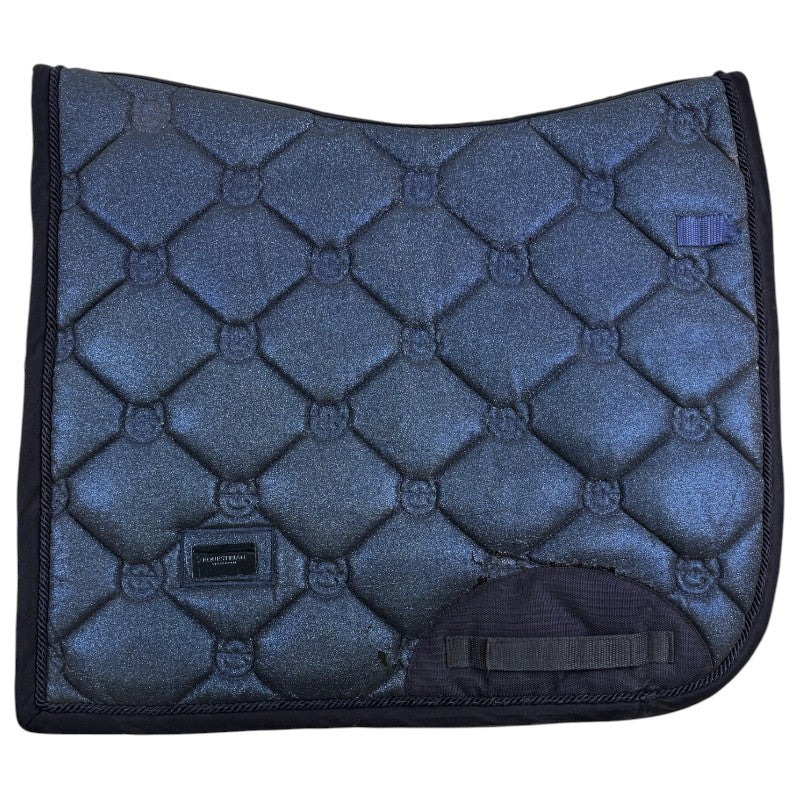 Equestrian Stockholm Dressage Pad &amp; Bonnet Set in Navy Glimmer