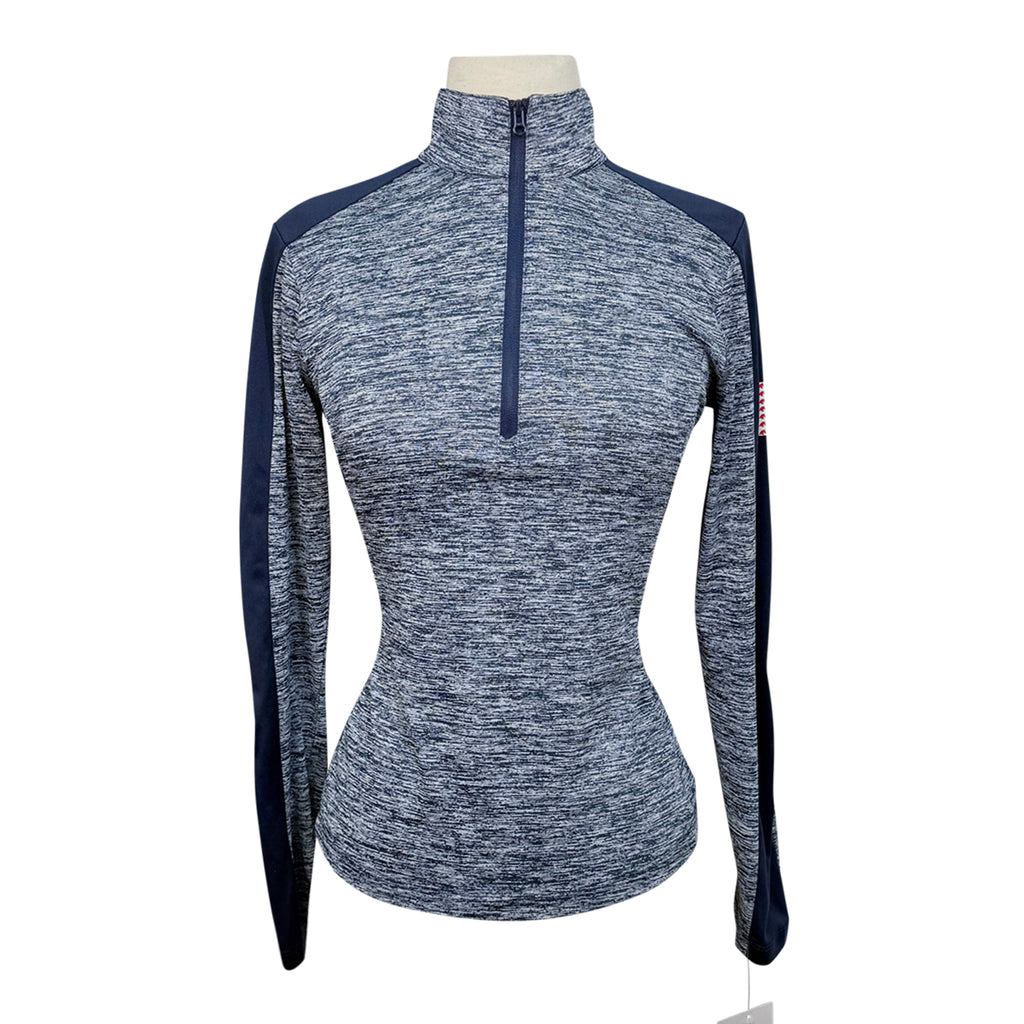 Annie's Equestrienne Apparel Half Zip Top in Heather Navy