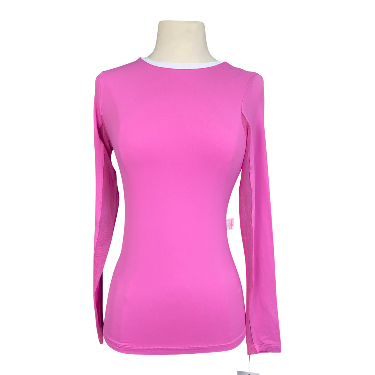 Tailored Sportsman IceFil Long Sleeve Crew Shirt in Bubble Gum/White