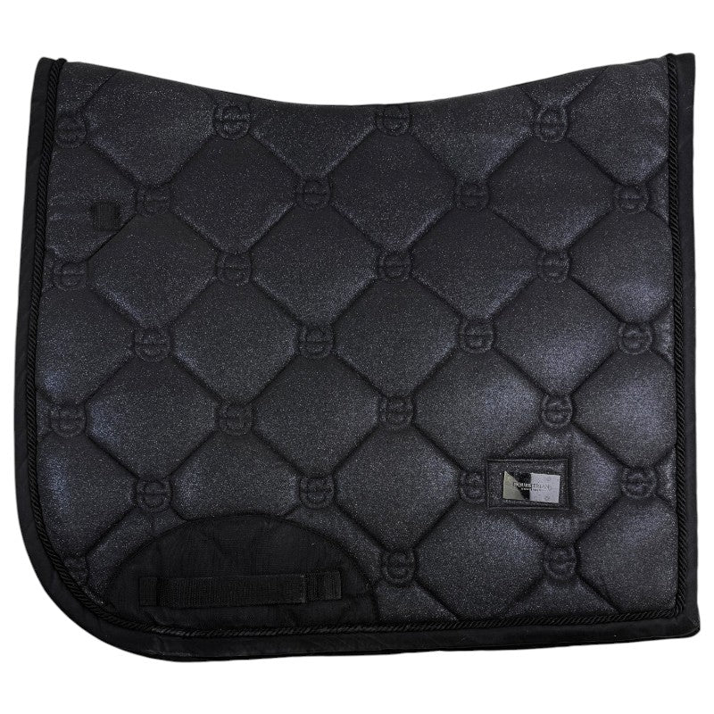 Equestrian Stockholm Dressage Pad &amp; Bonnet Set in Black Glimmer