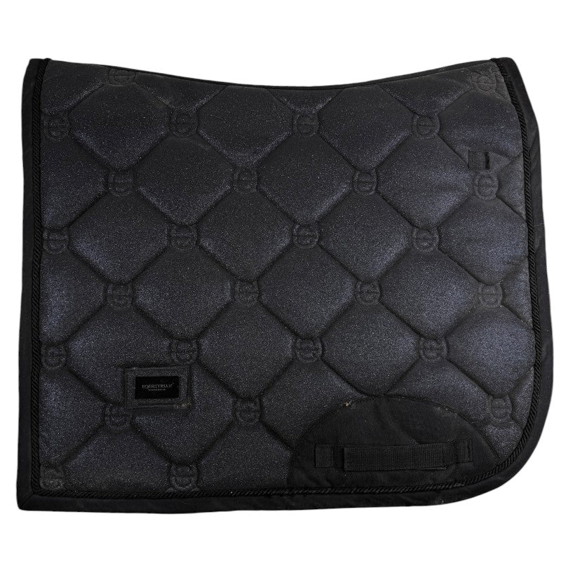 Equestrian Stockholm Dressage Pad &amp; Bonnet Set in Black Glimmer