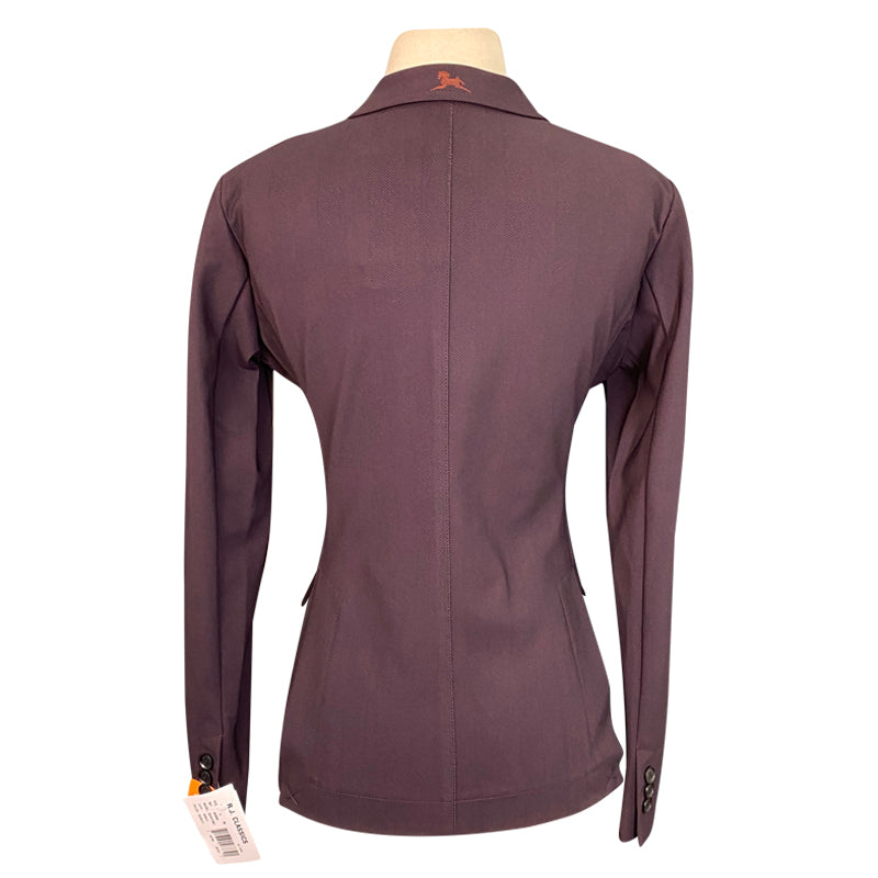 Back of RJ Classics 'Monterey' Orange Label Show Coat in Merlot Herringbone