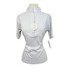 Espoir Quarter Zip Short Sleeve Show Shirt in White/Grey Stripes