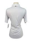 Espoir Quarter Zip Short Sleeve Show Shirt in White/Grey Stripes