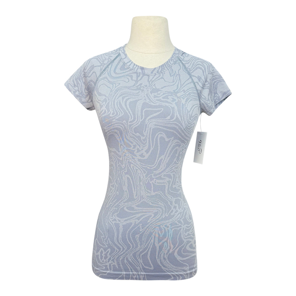 Lululemon 'Swiftly' Short Sleeve Textured Knit Shirt in Light Grey Pattern