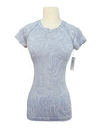 Lululemon 'Swiftly' Short Sleeve Textured Knit Shirt in Light Grey Pattern