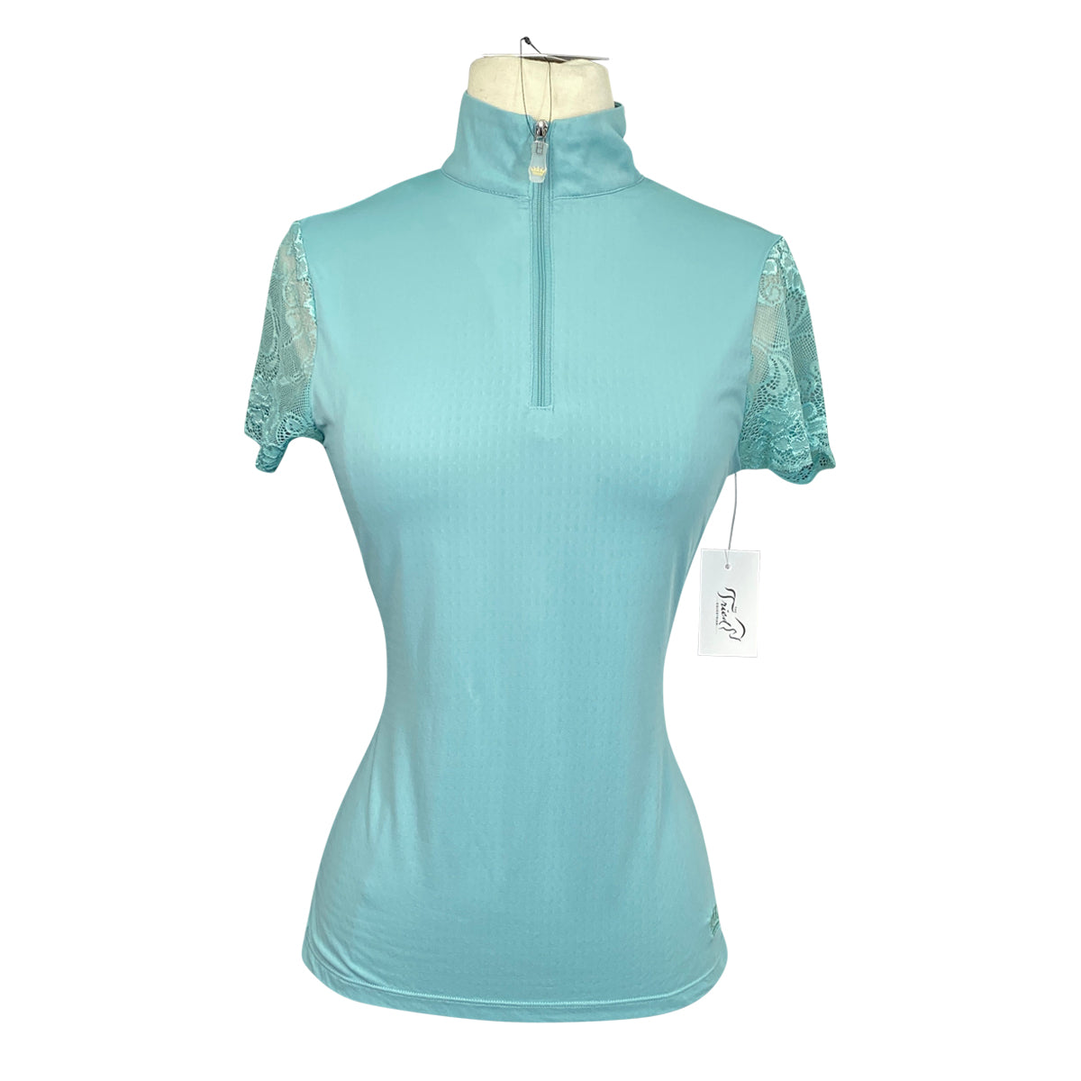 Kastel Galloon Lace Short Sleeve Shirt in Teal