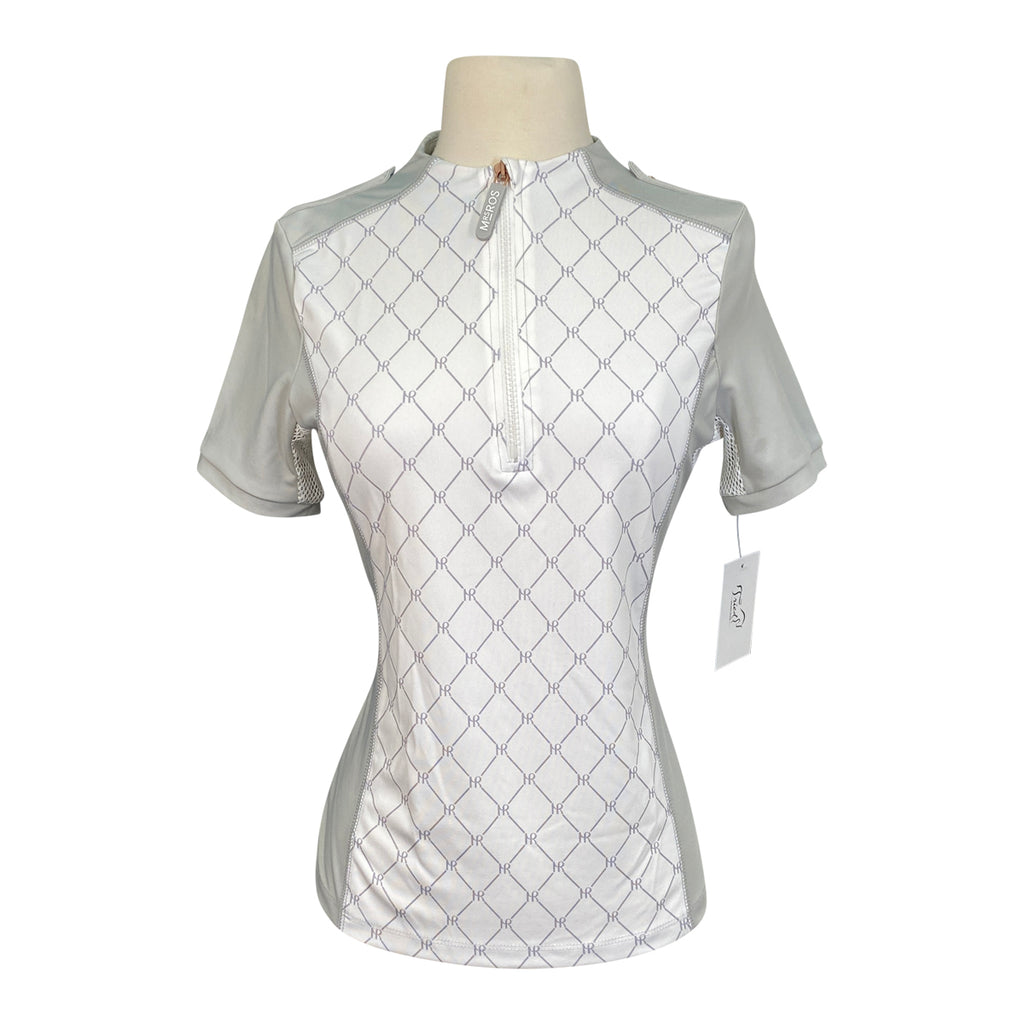 Mrs Ross Short Sleeve Riding Shirt in Grey/White