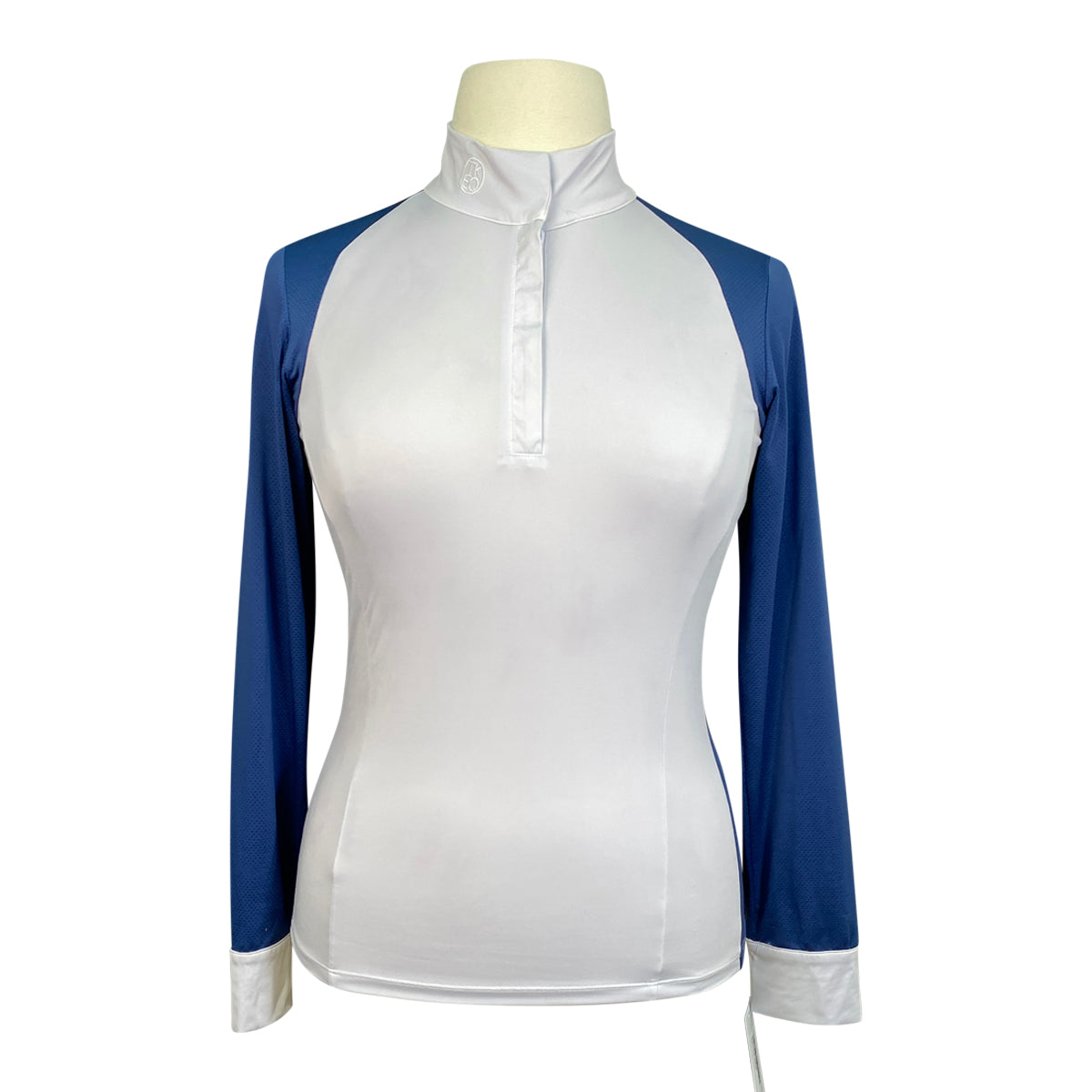 TKEQ The 'Sloan' Long Sleeve Competition Top in White/Navy