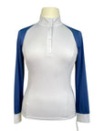TKEQ The 'Sloan' Long Sleeve Competition Top in White/Navy