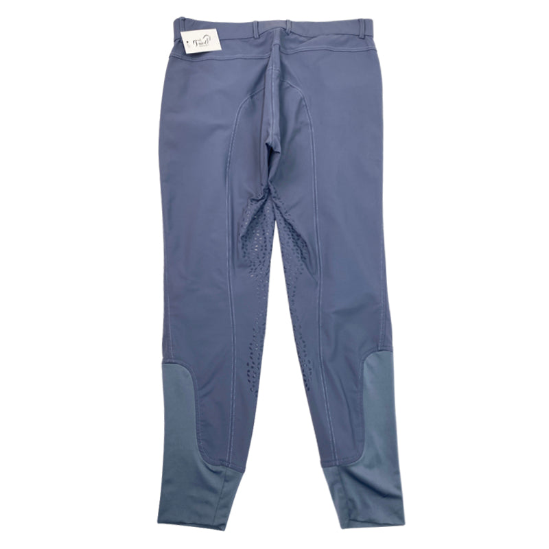 Back of Ovation 'Aqua-X' Silicone Knee Patch Breeches in Powder Blue