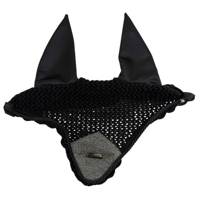 Equestrian Stockholm Ear Bonnet in Black/Silver Glimmer