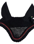 Equiline Rio Ear Bonnet With Rhinestone Trim in Black/Red 