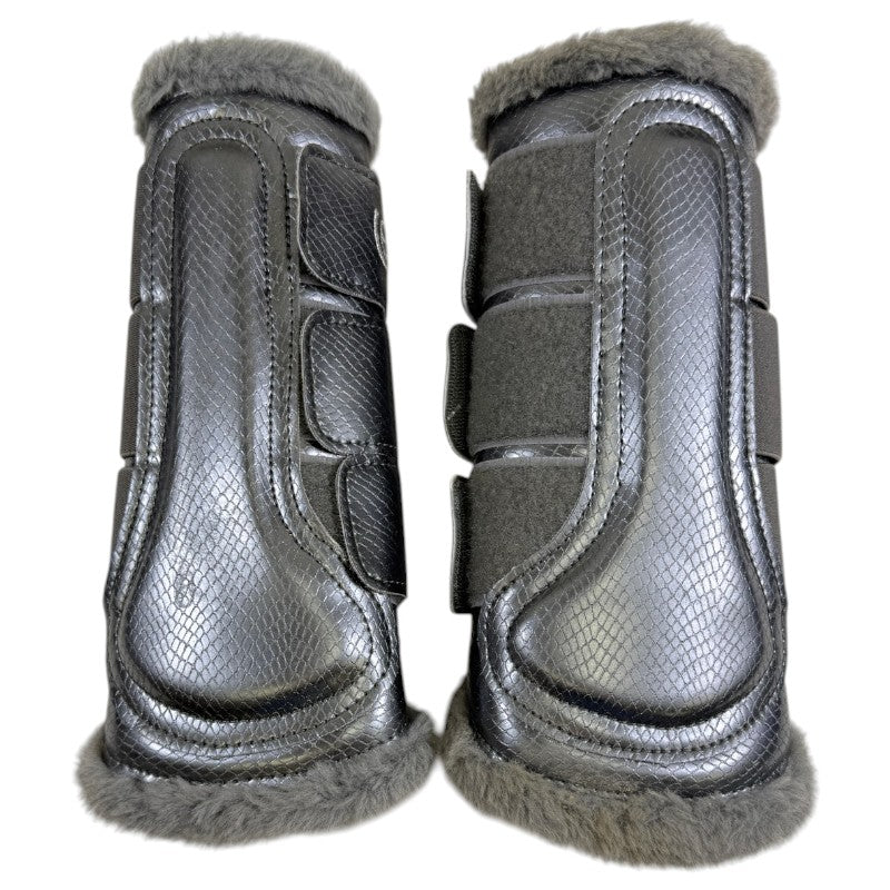Equestrian Stockholm Fleece Brushing Boot in Silver Cloud