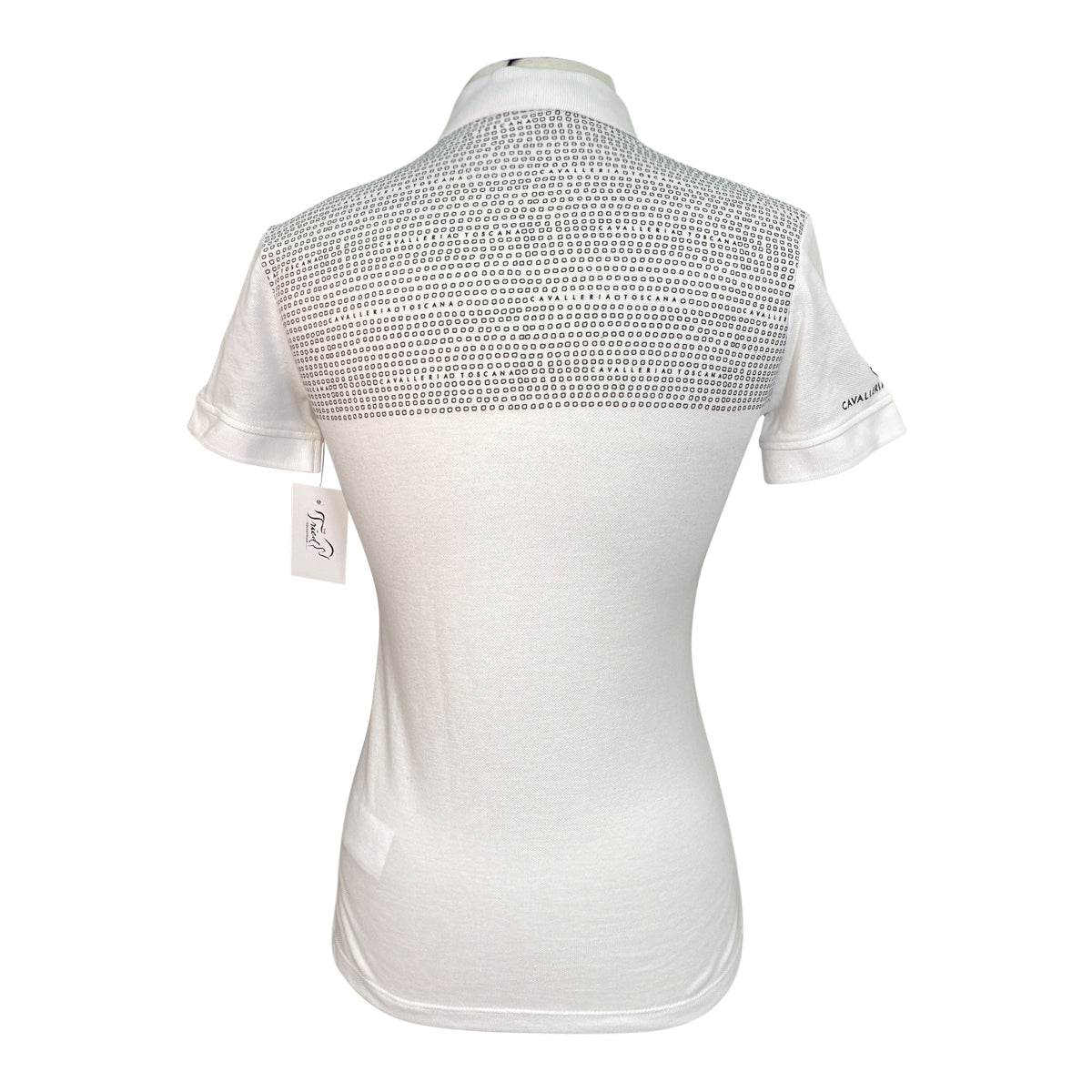 Cavalleria Toscana Perforated Zip Polo in White 