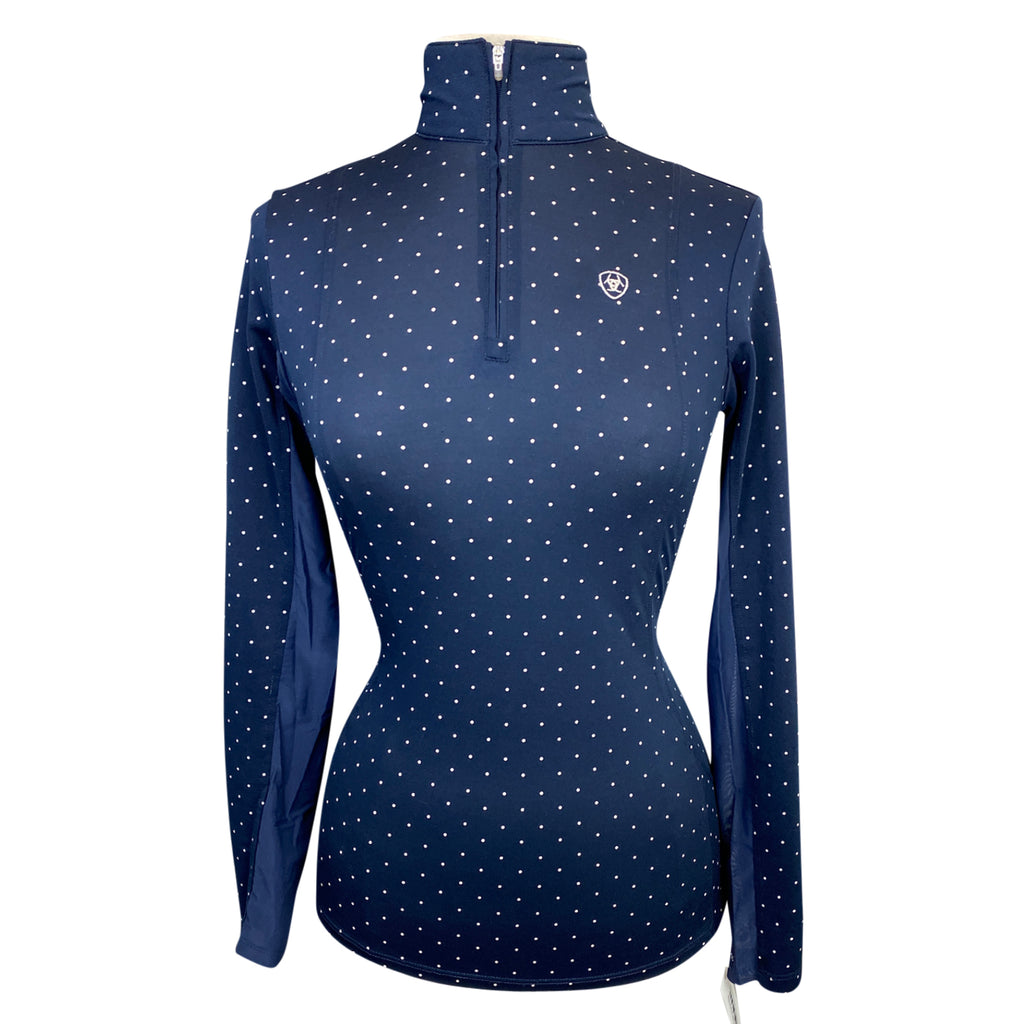 Ariat TEK Heat Series Long Sleeve Shirt in Navy Polka Dot - Women's XL