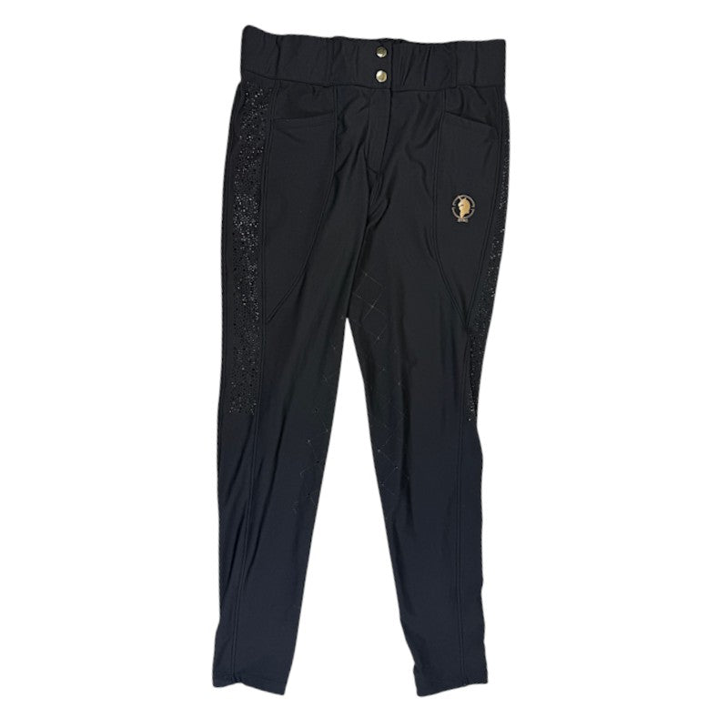 Sync Equestrian Dragon Rhinestone Breeches in Black/Black Crystals